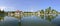 Panorama of Taman Ujung water palace on Bali