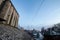 Panorama of the Tamis river, on Pancevo Waterfront in the center of the city, during a cloudy afternoon.