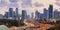 Panorama Of Tel Aviv Skyline City And Ayalon Freeway At Sunset