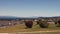 Panorama of the terrain overlooking the road in New Zealand.