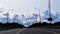 Panorama of thick cumulus clouds on the horizon on a summer sunny day