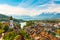 Panorama of Thun city with Alps and Thunersee lake, Switzerland.