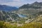 Panorama to Valyavishki lakes from Dzhangal Peak, Pirin mountain, Bulgaria