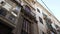 Panorama to the windows on the medieval narrow street in Palma de Mallorca Spain