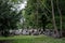 Panorama of tombstones at the historic Jewish cemetery at Brady Street, Whitechapel, East London.