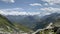 Panorama at the top of a mountain in the Oberalp Pass in Switzerland