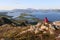 Panorama from top of mountain Torghatten near Bronnoysund Norway