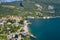 Panorama of Torbole a small town on Lake Garda, Italy. Europa.beautiful Lake Garda surrounded by mountains in the summer time