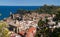 Panorama Tossa de mar, city on the Costa Brava. City walls and m