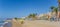 Panorama of tourists enjoying the beach in colorful Villajoyosa