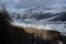 Panorama Town of Livigno in winter. Livigno landscapes in Lombardy, Italy, located in the Italian Alps, near the Swiss border