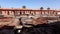 Panorama Of Traditional Leather Tannery Marrakech Medina. Aerial 4K view on tanning industry working process.