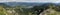 Panorama with Triglav mountain and Bohinj lake from the summit of Crna Prst in Triglav national park in Slovenia