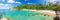 Panorama of tropical beach with coconut palm tree