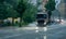 Panorama truck on a flooded road