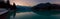 The panorama of the twilight sunset over the lake Barcis
