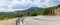 Panorama of the twisting road in mountains