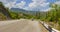 Panorama of the twisting road in mountains on the coast