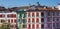 Panorama of typical basque houses with shutters in Bayonne