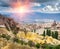 Panorama of unique geological formations in Cappadocia.