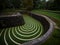 Panorama of urban municipal city park Parce de Monterey historic fortification Lambert Redoubt lawn circles Luxembourg