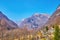 Panorama of Valle Verzasca with houses of Frasco, Switzerland