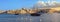 Panorama of Valletta waterfront at sunset sunlight. Malta