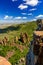 Panorama of  Valley of Desolation, Graaff-Reinet, scenic view, bizarre rocks view to the horizon under blue sunny sky