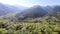 Panorama of valley Ossau with small village in the french Pyrenees mountains