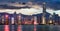 Panorama of Victoria Harbor night view at Hong Kong, China