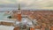 Panorama video aerial view of famous San Marco square known as Piazza in Venice Italy historical attraction main