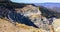 Panorama vie over the large quarry mining of iron ore