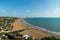 Panorama of Vieste and Pizzomunno beach view in a summer day, Gargano peninsula, Apulia, southern Italy, Europe