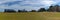 Panorama view of the 18th hole at the old Course in St. Andrew with stands for the 150th Open Championship golf tournament