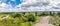A panorama view across the Bennerley Viaduct over the Erewash canal