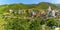 A panorama view across the Cinque Terre village of Corniglia, Italy