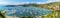 A panorama view across the harbour and bay at Lerici, Italy