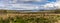 A panorama view across the heathland towards Loch Snizort Beag on the island of Skye, Scotland