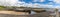 A panorama view across the inner harbour towards the distant viaduct at the town of  Cullen, Scotland