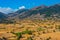 Panorama view of agricultural landscape of Greek island Crete