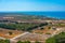 Panorama view of agricultural landscape of Greek island Crete