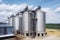 panorama view on agro silos granary elevator on agro-processing manufacturing plant for processing