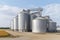 panorama view on agro silos granary elevator on agro-processing manufacturing plant for processing