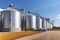 panorama view on agro silos granary elevator on agro-processing manufacturing plant for processing