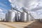 panorama view on agro silos granary elevator on agro-processing manufacturing plant for processing