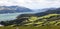 Panorama view of Akaroa close to Christchurch, New Zealand