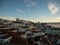 Panorama view of Alfama cityscape skyline at viewpoint scenic spot Miradouro das Portas do Sol in Lisbon Portugal