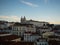 Panorama view of Alfama cityscape skyline at viewpoint scenic spot Miradouro das Portas do Sol in Lisbon Portugal