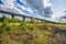 A panorama view along the side of the Bennerley Viaduct over the Erewash canal