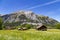 Panorama view of the Alps and Bluemlisalp on the hiking path near Kandersteg on Bernese Oberland in Switzerland